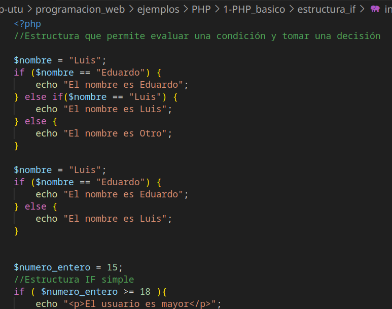 Introducción a la Programación PHP – Estructuras de control – IF
